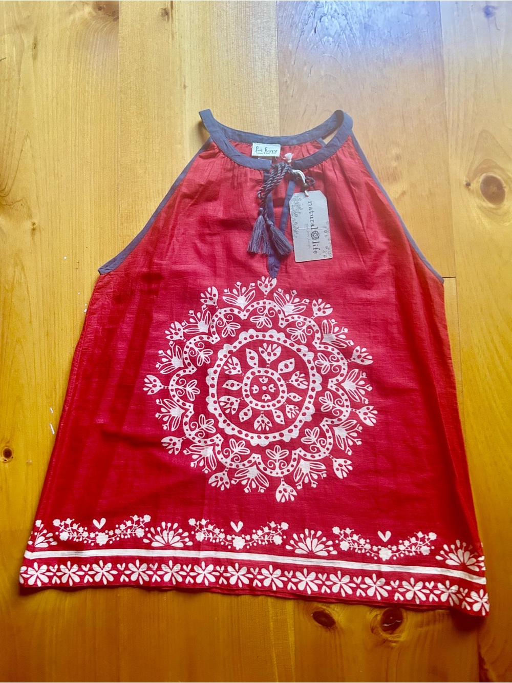 Natural Life Red Sleeveless Boho Medallion Tank Top